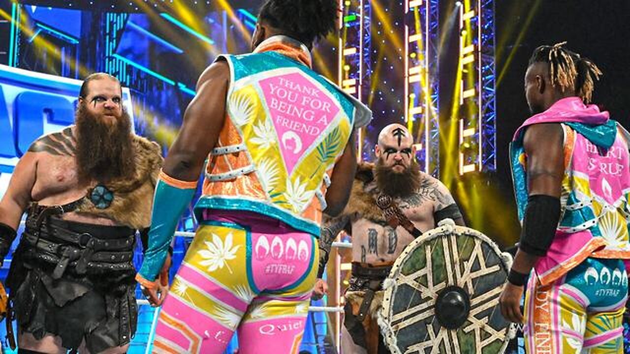The Viking Raiders dismantle The New Day with a shield attack: SmackDown, July 1, 2022 @wwefree