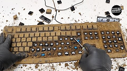 I cleaned the dirtiest keyboard with mud on it. Make it clean. asmr, Cleaning the Keyboard
