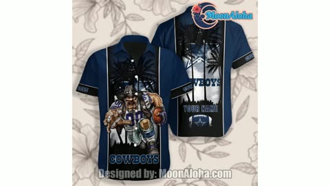 Dallas Cowboys Personalized Summer Beach Blue Hawaiian Button Up