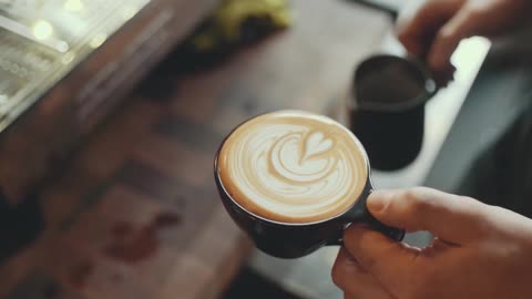 Coffee Free Video Stock Footage ¦ Close-Up View of Black Coffee ⁄ Making a Coffee Art ⁄Latte Art