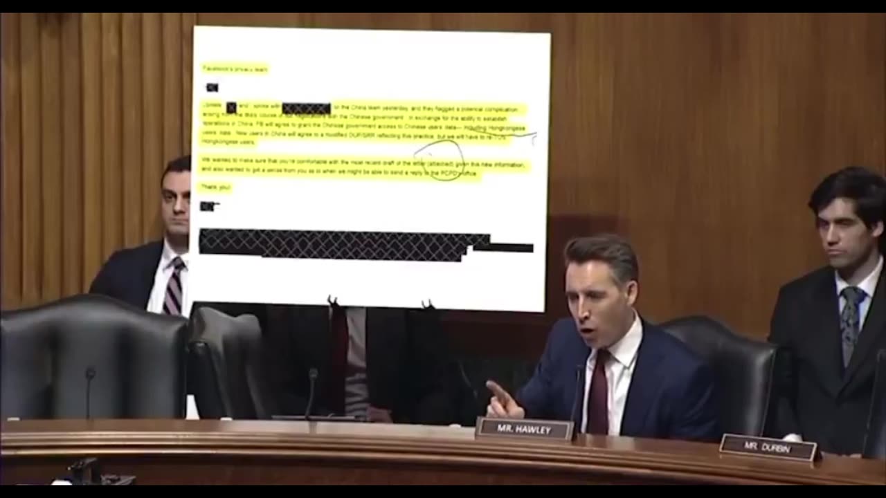 Josh Hawley reveals that the Chinese government was given access by META to store US data