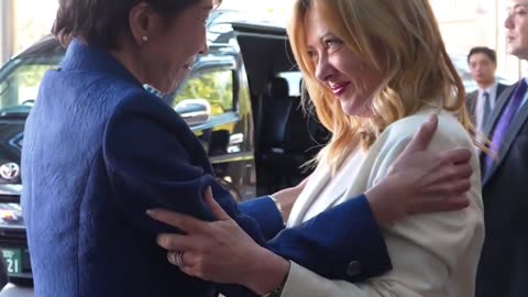 Italian PM Giorgia Meloni and Japanese PM Sanae Takaichi at the Japan–Italy summit