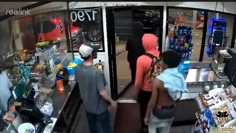 Guy gets his gun taken from him at a gas station