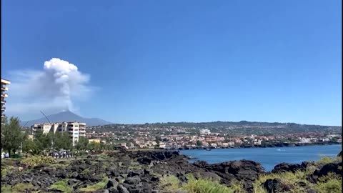 Huge plumes of volcanic stream erupt from Sicily's Mount Etna