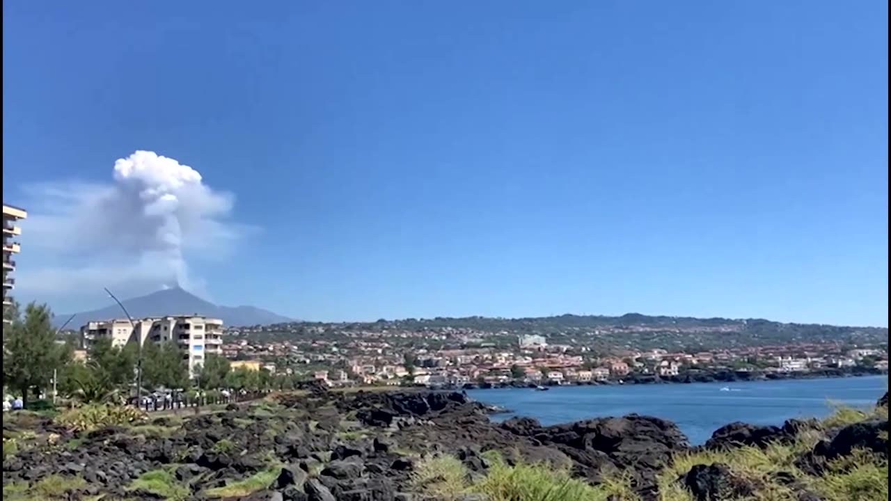 Huge plumes of volcanic stream erupt from Sicily's Mount Etna