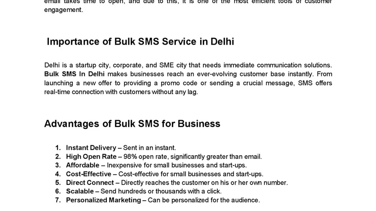 Bulk SMS Service in Delhi: Connecting Businesses with Customers Instantly