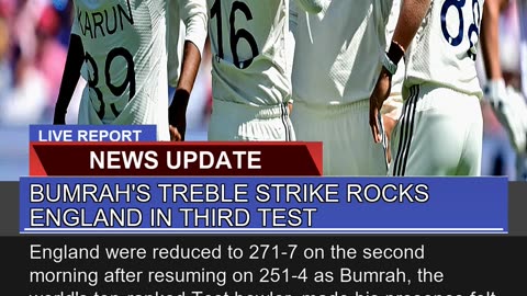 Bumrahs Treble Strike Rocks England in Third Test