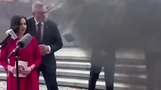 POLAND: EU Parliament Grzegorz Braun burned the EUROPE FLAG