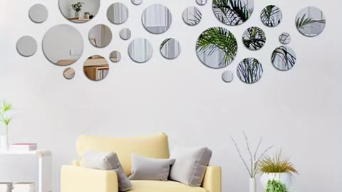 32pcs Bohemian Style Acrylic Round Mirror Wall Stickers