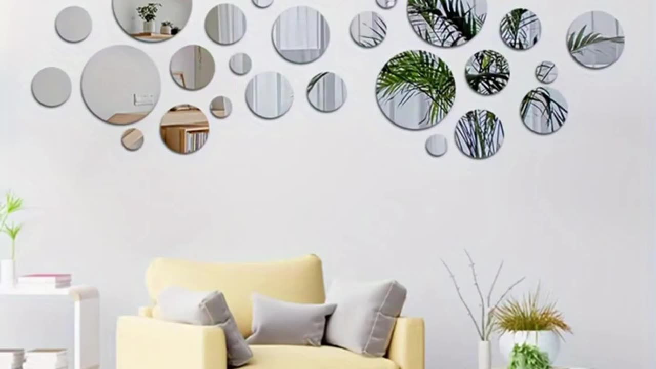 32pcs Bohemian Style Acrylic Round Mirror Wall Stickers