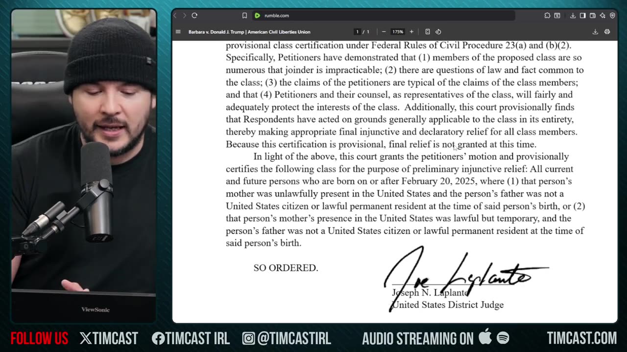 ABORTION IS OVER, Judge Grants Class Cert TO FUTURE PERSONS In HILARIOUS Backfire On ACLU | Tim Pool
