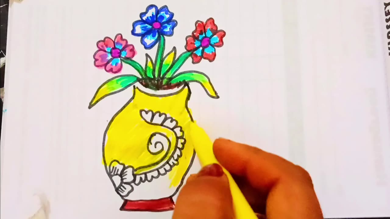 Flower Pot Drawing|| Flower Vase Drawing|| Easy Flower Pot Drawing Step by Step