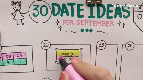 Easy Ways To Make Pretty Notes With 30 Date Ideas For September : Cute Ways to Write The Date