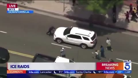 Anti-ICE Protester in LA Partially Run Over While Blocking Moving ICE Vehicle