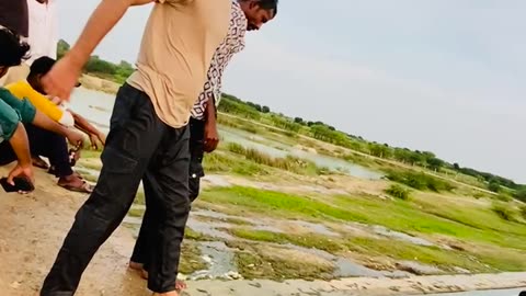 I jumped into the river.