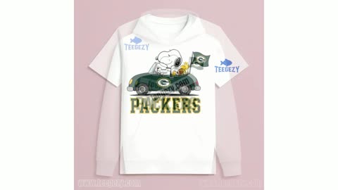 Green Bay Packers Snoopy Driving Car Shirt Adults