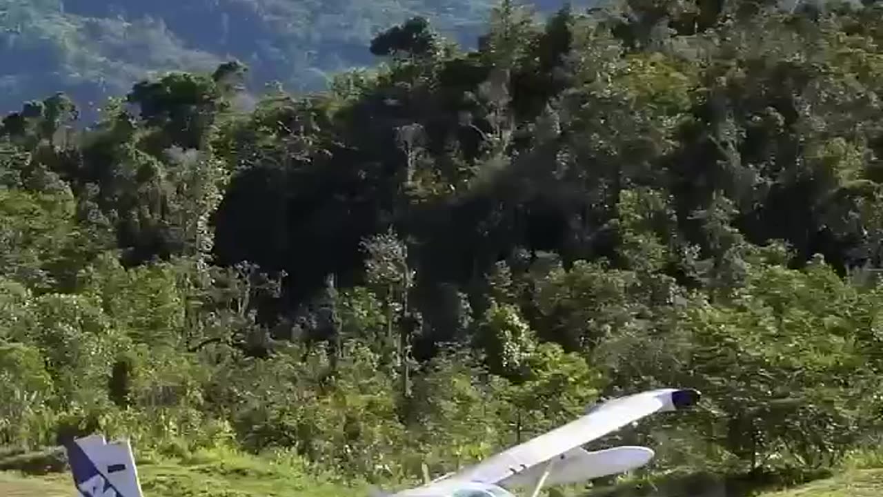 Landing and takeoff of the Pilatus PC-6 Porter on a dirt airstrip in the village of Hukimo