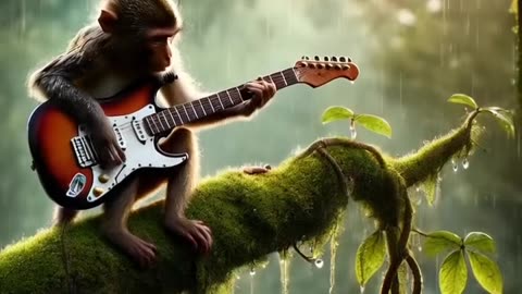 monkey play Guitar 🎸#fypシ #fyp #guitar #instrumental #ai #guitarbass ...