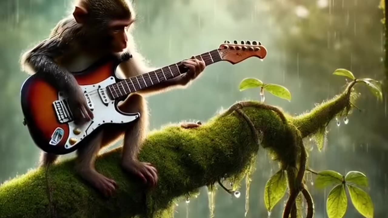 monkey play Guitar 🎸#fypシ #fyp #guitar #instrumental #ai #guitarbass ...