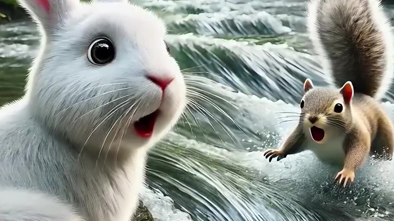 Rabbit s Adventure and Rescue of a Drowning Squirrel 🐰 #RabbitRescue #CuteAnimals #AnimalRescue