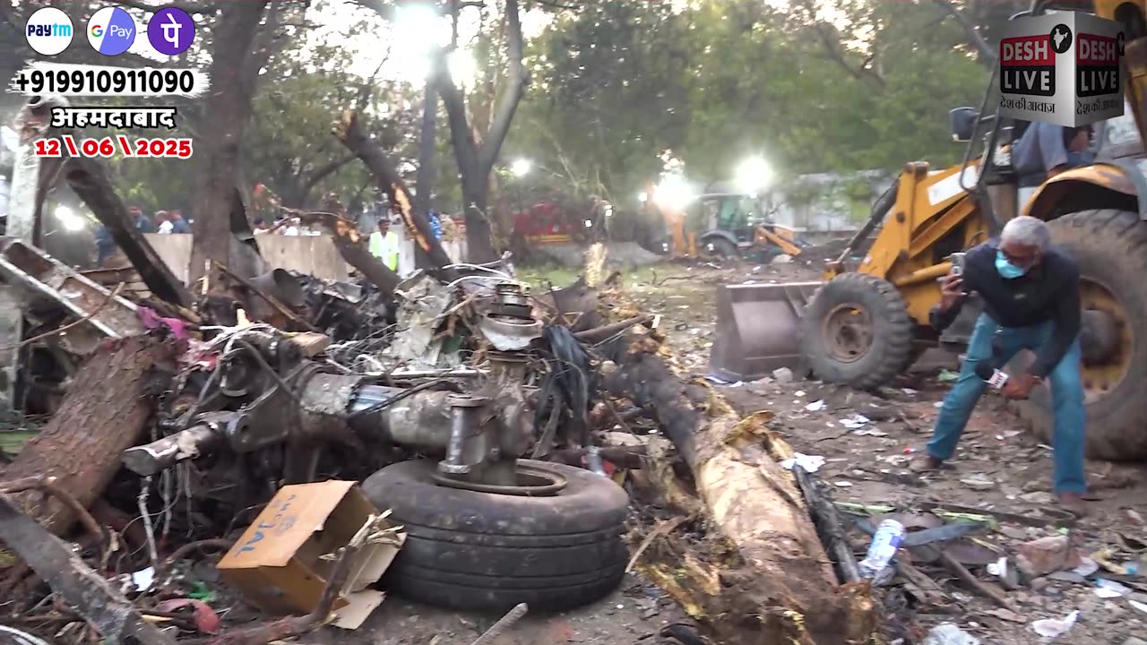 क्रैश प्लेन का पहिया और बिखरा सामान, प्लेन क्रैश में 270 से ज़्यादा लोगों की मौत | Desh Live | AI171