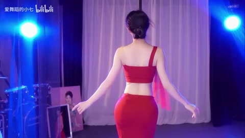 Fiery Pole Dance in a Red Dress