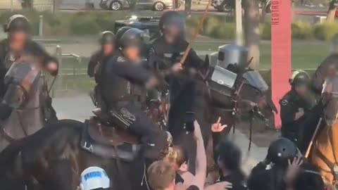 LAPD Horse Unit Attacks Peaceful Protester