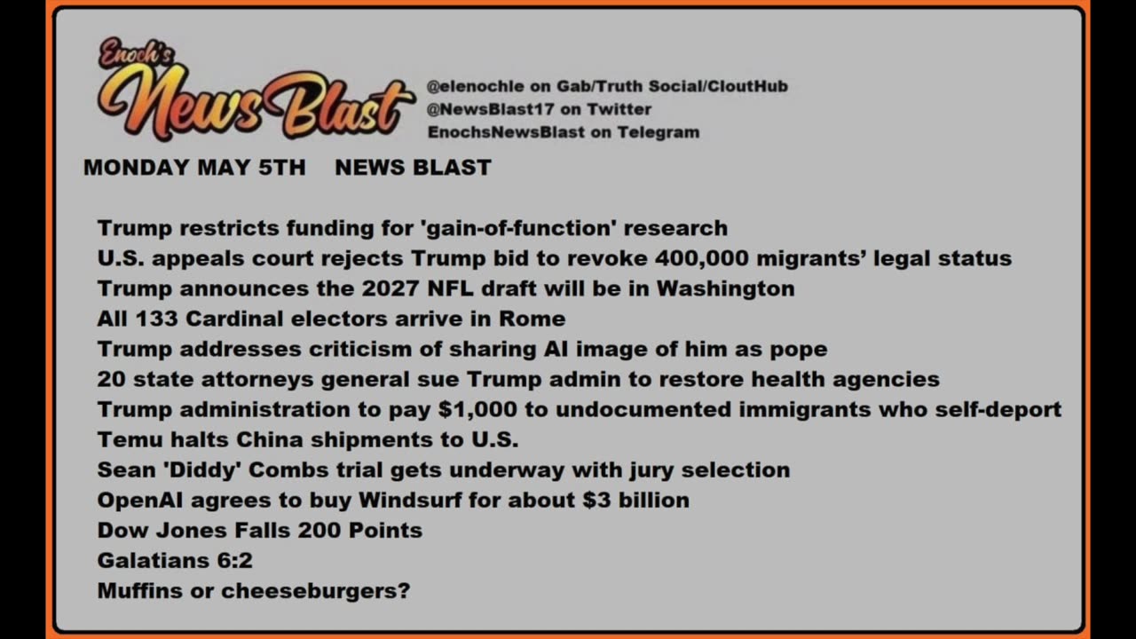 Monday, May 5, 2025 News Blast