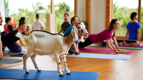 Tiny Goat Joins Human Yoga Class & Nails Tree Pose! 7