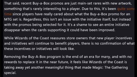 Magic getting stories again and no more buy a box promos?