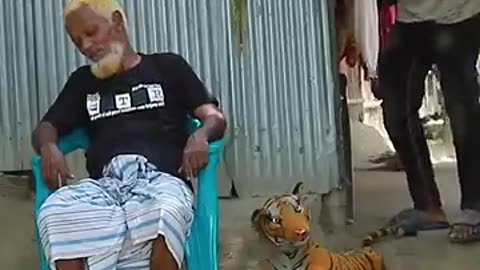 TOP FUNNIEST FAKE TIGER PRANK ON GRANDPA! | SAGOR BHUYAN