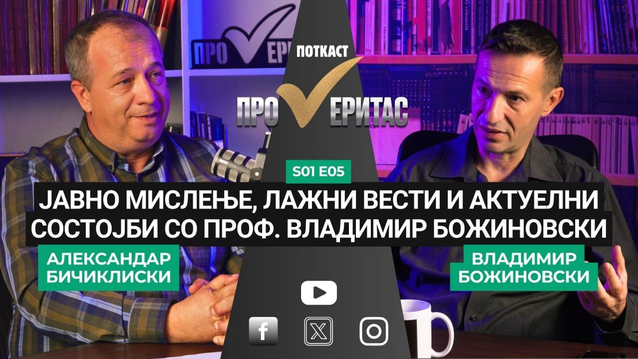 Proveritas | Проверитас S01 E05, Јавно мислење, лажни вести и актуелни состојби со проф. Божиновски