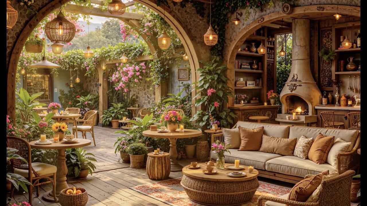 March Jazz Music at Spring Coffee Porch Ambience