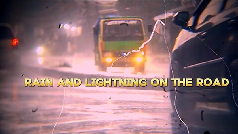 rain and lightning on the road
