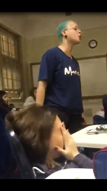 Trans student approaches another student, gets smacked! fight, Instant Karma. Class laughs