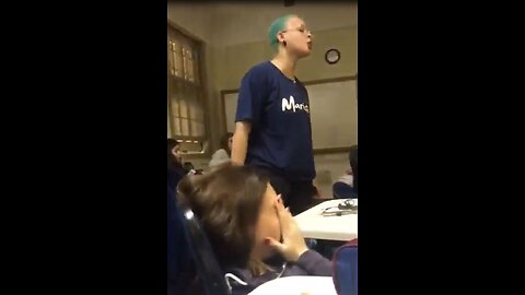 Trans student approaches another student, gets smacked! fight, Instant Karma. Class laughs