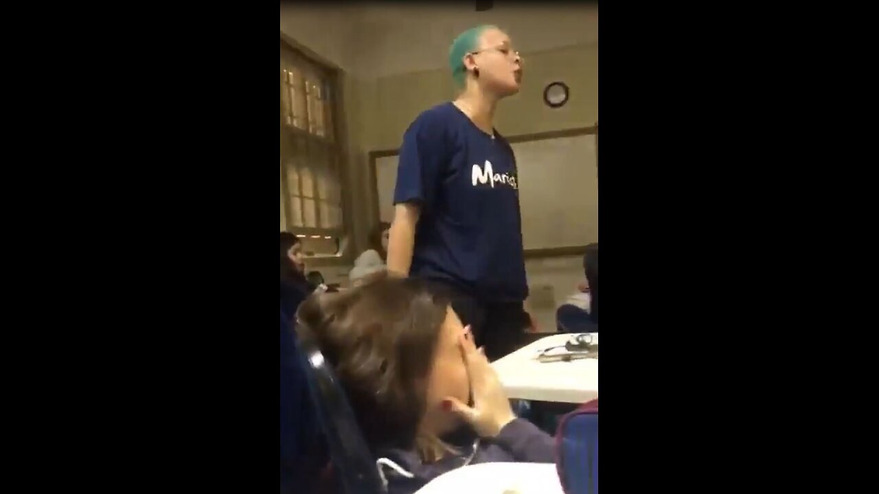Trans student approaches another student, gets smacked! fight, Instant Karma. Class laughs