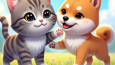 Funny animal cat and dog