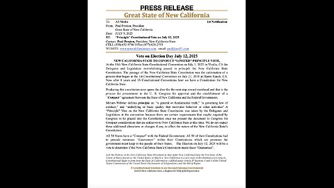 NEW CALIFORNIA STATE PUBLIC CALL JULY 9, 2025