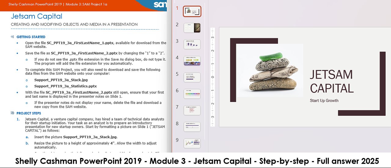 Shelly Cashman PowerPoint 2019 | Module 3: SAM Project 1a | Jetsam Capital (Update 2025)