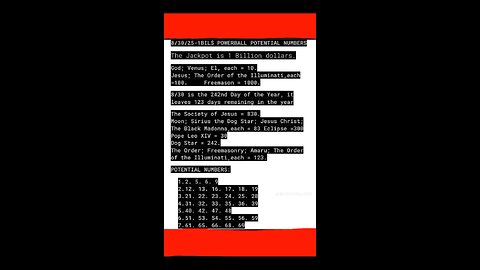 8/30/25 Powerball Decode/Potential Numbers. See Description.