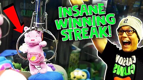 INSANE WINNING STREAK AT THE CLAW MACHINE!