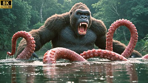 King Kong vs. Giant Octopus: Epic Battle on Skeleton Island! 🦍🐙💥