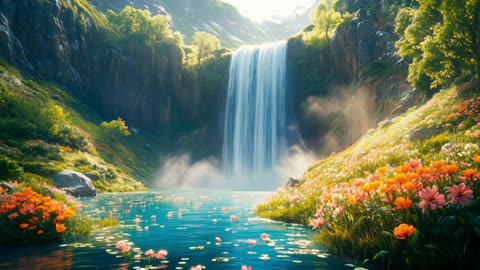 Peaceful Waterfall Ambience 4K - Nature Sounds for Sleep, Study, Meditation & Stress Relief