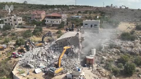 IDF forces today demolished a 4-story building in the village of Brokin near the