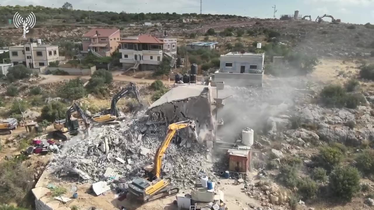 IDF forces today demolished a 4-story building in the village of Brokin near the