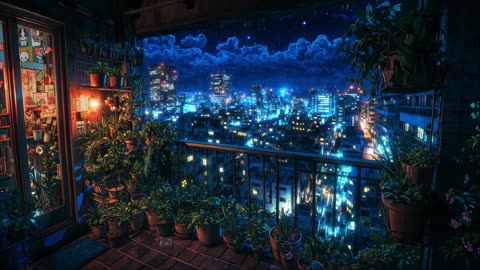 Chill Tracks Over a Rainy Cyber City | Perfect Ambience for Study, Sleep, and Rest
