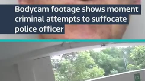 Bodycam footage shows moment criminal attempts to suffocate police officer #itvnews #police