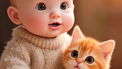 "I Love Mamy" - Adorable Toddler & Kitten Say It Together!