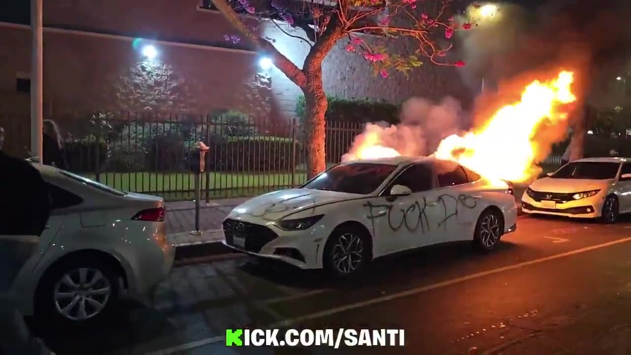6H ago WATCH: Another video shows the vehicle vandalized and on fire in Downtown Los Angeles